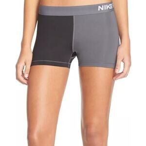 Nike Pro Shorts Pull On Elastic Waist Logo Colorblock Stretch Black Gray M